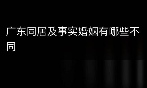 广东同居及事实婚姻有哪些不同