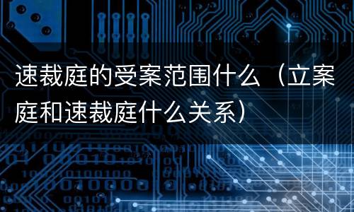 速裁庭的受案范围什么（立案庭和速裁庭什么关系）