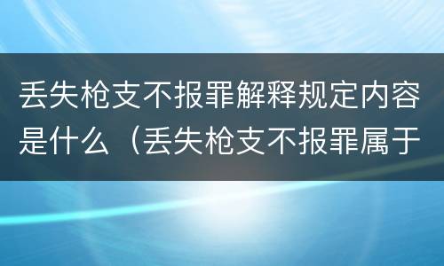 丢失枪支不报罪解释规定内容是什么（丢失枪支不报罪属于）