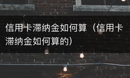 信用卡滞纳金如何算（信用卡滞纳金如何算的）