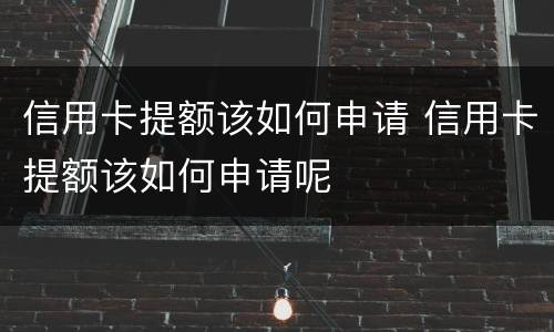 信用卡提额该如何申请 信用卡提额该如何申请呢