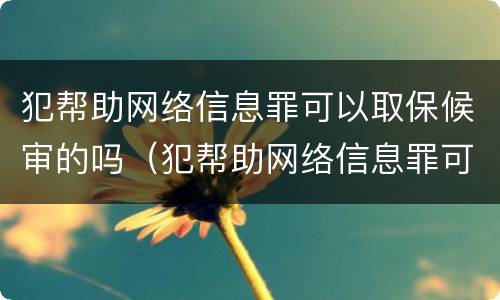 犯帮助网络信息罪可以取保候审的吗（犯帮助网络信息罪可以取保候审的吗怎么判）