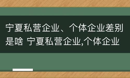 宁夏私营企业、个体企业差别是啥 宁夏私营企业,个体企业差别是啥样的