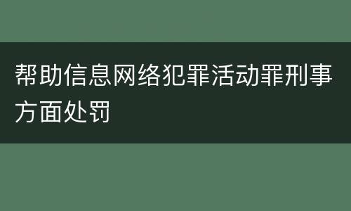 帮助信息网络犯罪活动罪刑事方面处罚
