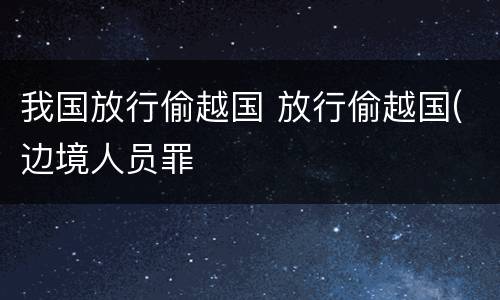 我国放行偷越国 放行偷越国(边境人员罪