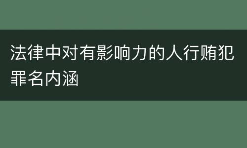 法律中对有影响力的人行贿犯罪名内涵