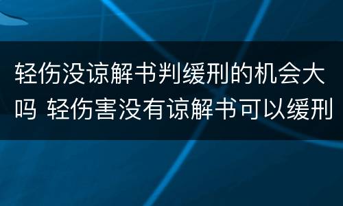 轻伤没谅解书判缓刑的机会大吗 轻伤害没有谅解书可以缓刑吗