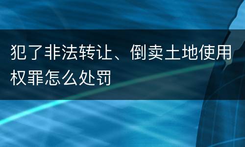 犯了非法转让、倒卖土地使用权罪怎么处罚