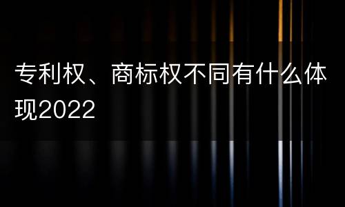 专利权、商标权不同有什么体现2022