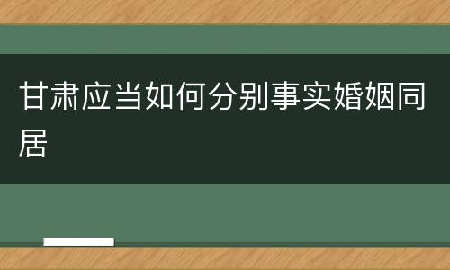 甘肃应当如何分别事实婚姻同居