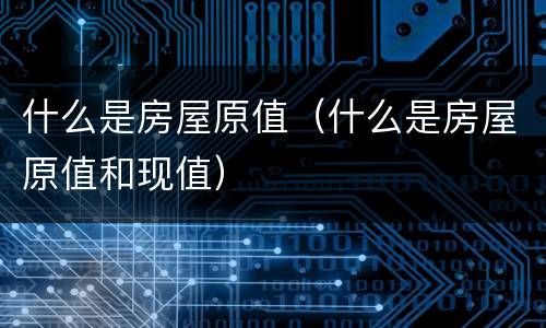 什么是房屋原值（什么是房屋原值和现值）