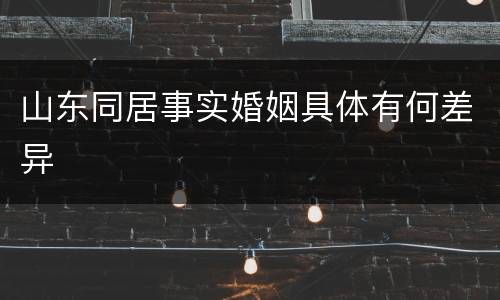 山东同居事实婚姻具体有何差异