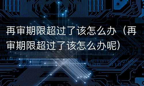 再审期限超过了该怎么办（再审期限超过了该怎么办呢）