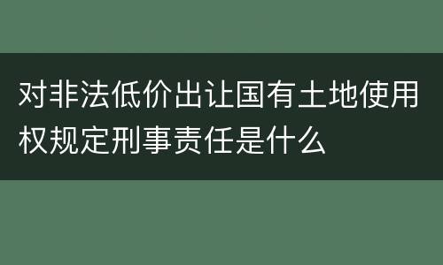 对非法低价出让国有土地使用权规定刑事责任是什么