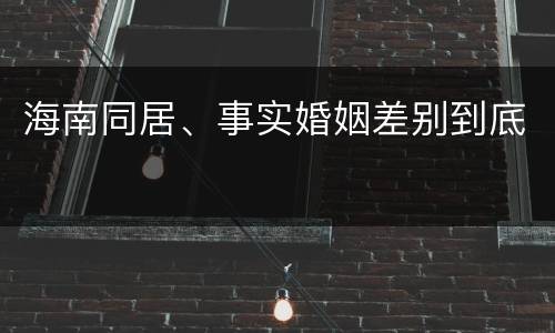 海南同居、事实婚姻差别到底