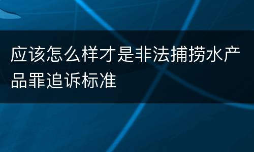 应该怎么样才是非法捕捞水产品罪追诉标准
