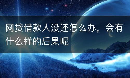 网贷借款人没还怎么办，会有什么样的后果呢