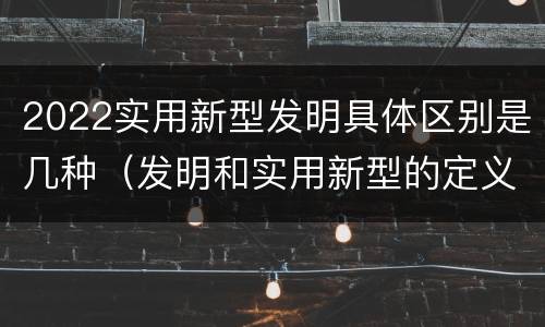 2022实用新型发明具体区别是几种（发明和实用新型的定义）