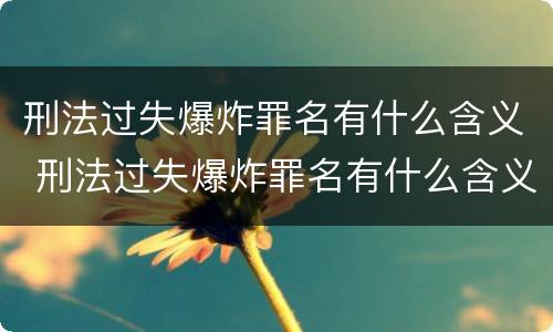 刑法过失爆炸罪名有什么含义 刑法过失爆炸罪名有什么含义吗