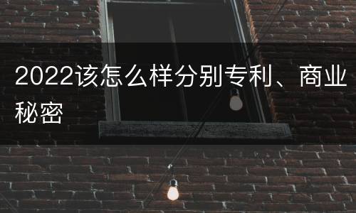 2022该怎么样分别专利、商业秘密