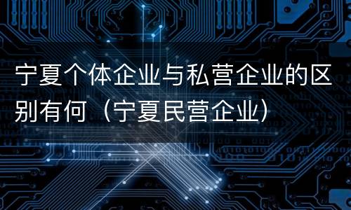 宁夏个体企业与私营企业的区别有何（宁夏民营企业）