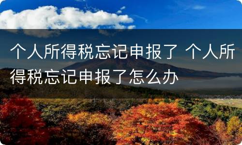 个人所得税忘记申报了 个人所得税忘记申报了怎么办