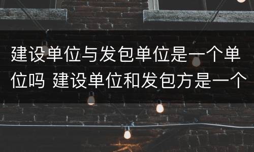 建设单位与发包单位是一个单位吗 建设单位和发包方是一个吗
