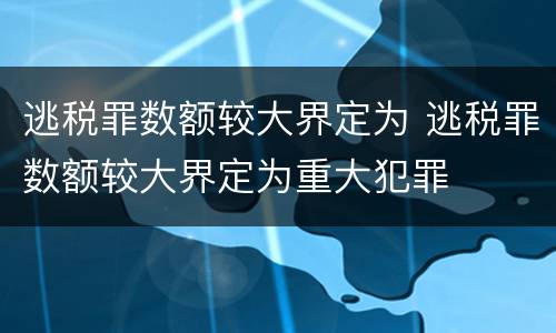 逃税罪数额较大界定为 逃税罪数额较大界定为重大犯罪