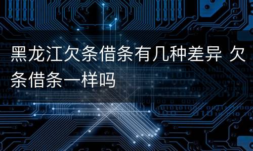 黑龙江欠条借条有几种差异 欠条借条一样吗