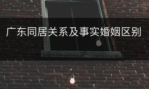 广东同居关系及事实婚姻区别