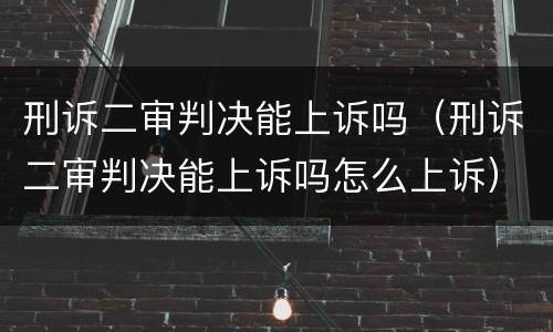 刑诉二审判决能上诉吗（刑诉二审判决能上诉吗怎么上诉）