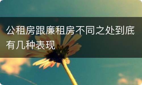 公租房跟廉租房不同之处到底有几种表现