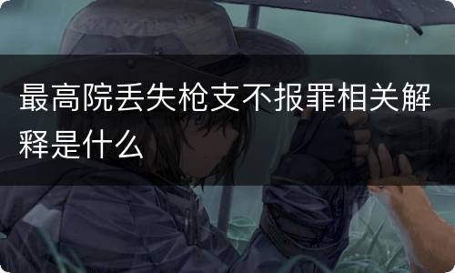 最高院丢失枪支不报罪相关解释是什么