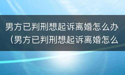 男方已判刑想起诉离婚怎么办（男方已判刑想起诉离婚怎么办手续）