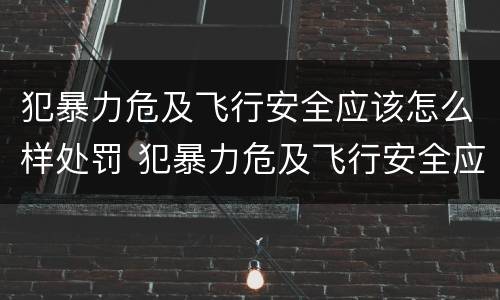犯暴力危及飞行安全应该怎么样处罚 犯暴力危及飞行安全应该怎么样处罚呢