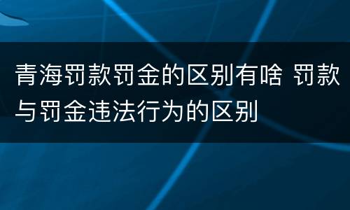 青海罚款罚金的区别有啥 罚款与罚金违法行为的区别