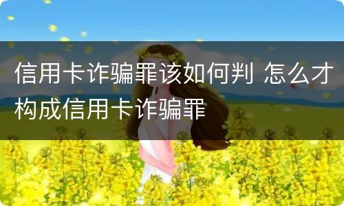 信用卡诈骗罪该如何判 怎么才构成信用卡诈骗罪