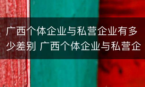 广西个体企业与私营企业有多少差别 广西个体企业与私营企业有多少差别呢