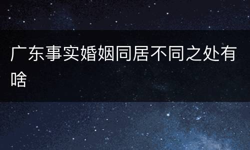 广东事实婚姻同居不同之处有啥