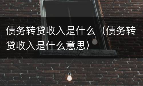 债务转贷收入是什么（债务转贷收入是什么意思）