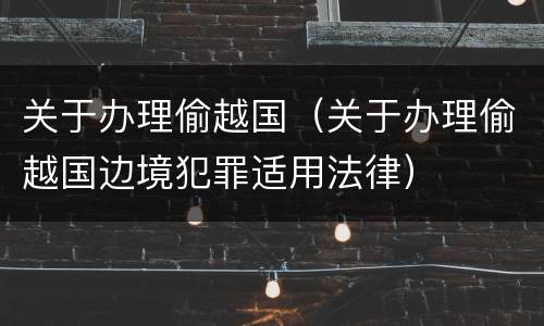 关于办理偷越国（关于办理偷越国边境犯罪适用法律）