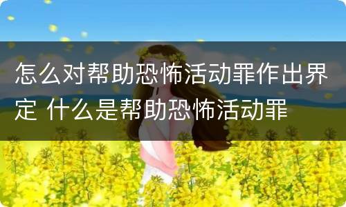 怎么对帮助恐怖活动罪作出界定 什么是帮助恐怖活动罪