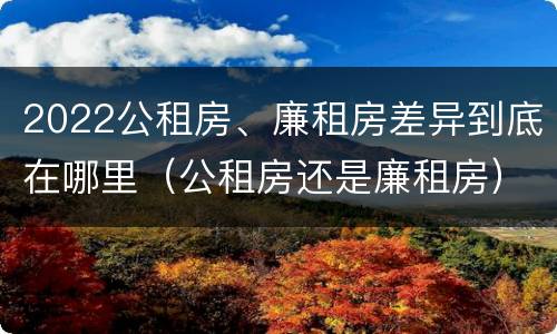 2022公租房、廉租房差异到底在哪里（公租房还是廉租房）