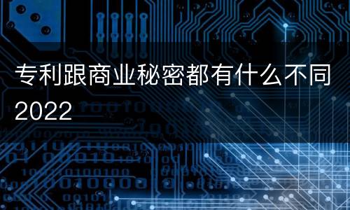 专利跟商业秘密都有什么不同2022