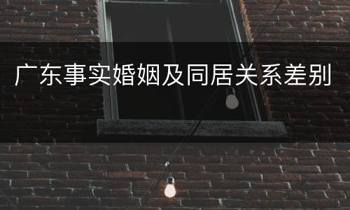 广东事实婚姻及同居关系差别