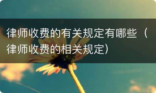 律师收费的有关规定有哪些（律师收费的相关规定）