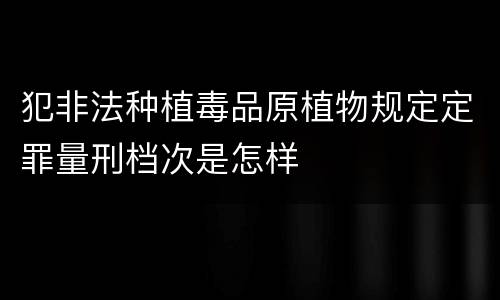 犯非法种植毒品原植物规定定罪量刑档次是怎样