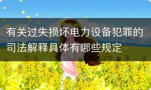 有关过失损坏电力设备犯罪的司法解释具体有哪些规定