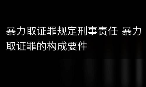 暴力取证罪规定刑事责任 暴力取证罪的构成要件