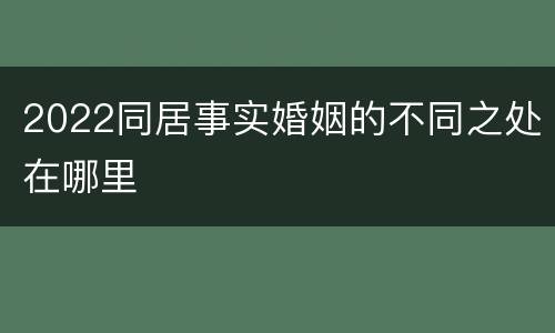 2022同居事实婚姻的不同之处在哪里